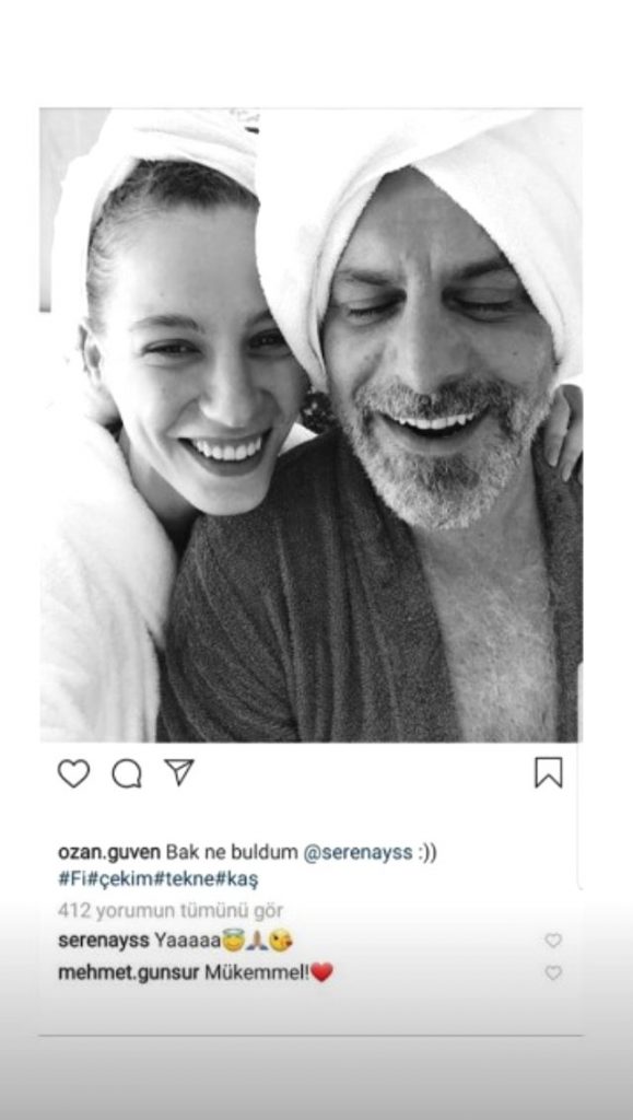 Ozan Güven dün sosyal medya hesabından Fi dizisinde rol aldığı Serenay Sarıkaya ile çekilmiş bornozlu fotoğrafını paylaştı.